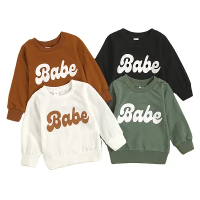 0-3Y Autumn Kids Boys Girls Sweatshirt Outwear Letter Printed Long Sleeve Infant Toddler Baby Pullover Hoodies Sweatshirt