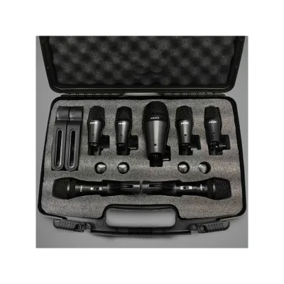 PGA 7-Piece Dynamic Cardioid Metal Drum Kit with Wired Microphone Set for Stage Performance