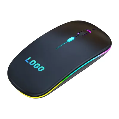 Customizable Logo USB Interface Rechargeable Silent RGB LED Backlit Optical Mouse Mini Dual Mode Wireless BT for Office Laptops