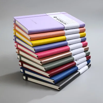 PU Leather Notebook with Custom Logo for School Writing Notebook Ivory White Ruled Lines Macaron Office Notepad
