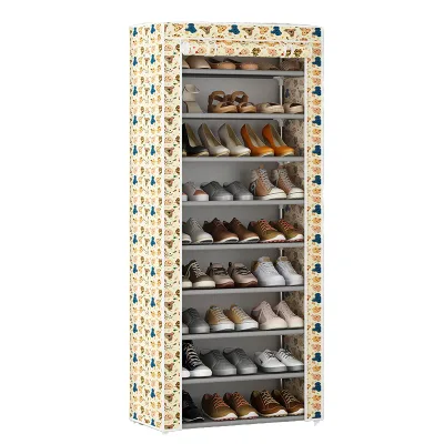 High Capacity Chinese Supplier 8-Tier Waterproof Shoe Rack with Non-Woven Corridor Organizer