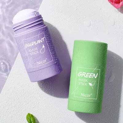 Custom logo Deep Cleansing Green Tea Eggplant Solid Mud Film Stick Purifying Whitening Face Clay Mask