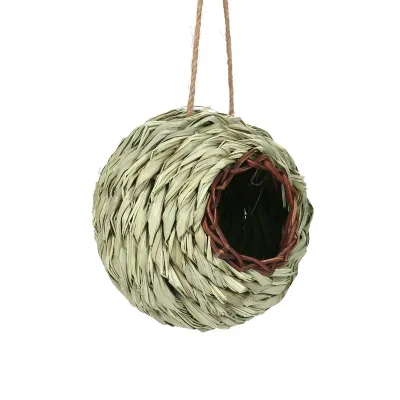 Solid Pattern Ball Shape Grass Waving Bird House Hand-Woven Natural Environmentally Friendly Bird Cage for Pigeon Nest