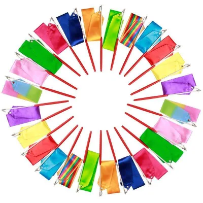 2M Cheap Price Length Purple Orange Colorful Rhythmic Art Gymnastic Streamer Dance Ribbon Stick With 29CM Handle for Kids