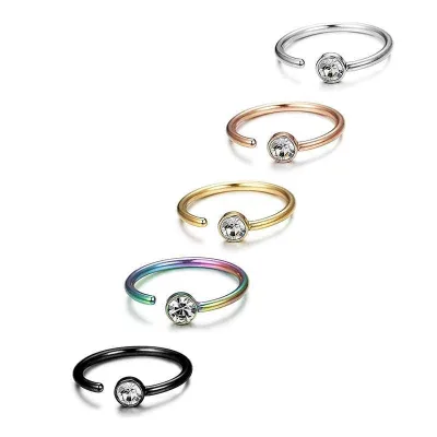 Surgical Steel Non Piercing Jewelry Ear Septum Hoop Ring Anodized Plated Crystal Nose Ring Helix Cartilage Nose Pin