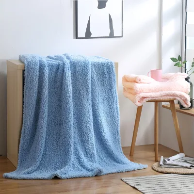 FY Wholesale Price Recycled Polyester Blue Pink Shu Velveteen Flannel Fleece Pet Sofa Blanket
