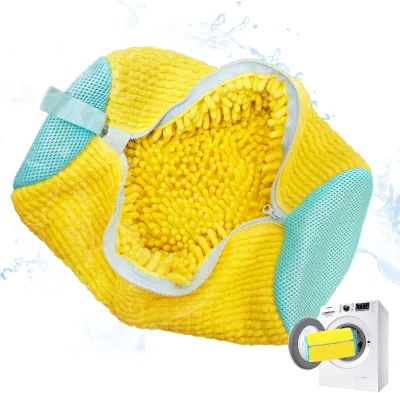 Durable Eco-friendly Polyester Shoe Bag 39*19cm for Washing Machine Reusable Sneaker Laundry Cleaning Zippered Closure