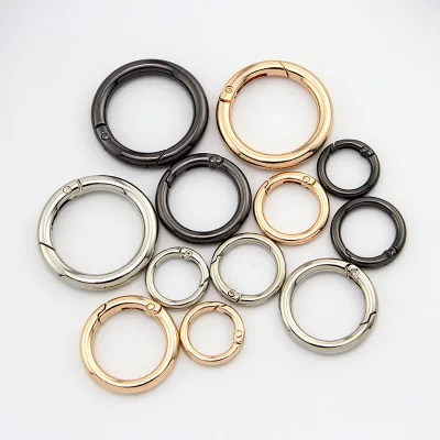 Wholesale Zinc Alloy Round Spring Ring Snap Hook Circle Carabiner for Bag Handbag Keychain Clothing Hardware Accessories