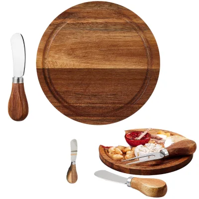 Wooden Cutting Board Restaurant Party Pizza Cutting Board Baptism Gift Cheese Board Knife and Fork Set Cross-border