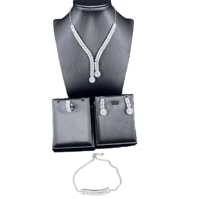 2024 Fashion Jewelry Set Platinum Jewelry Wedding Dubai Platinum Necklace Earrings Bracelet Ring Set Dubai Jewelry Set