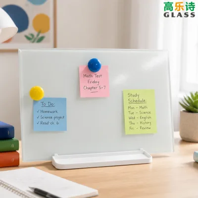 Gaoleshi Anti-Glare Tempered Glass 4mm Whiteboard 20x30cm Magnetic Dry Erase Desktop Board Multi-Angle Stand Integrated Marker