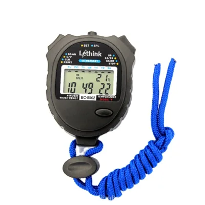 Hot selling 2 rows digital sport timer countup countdown stopwatch with temperature FW9044