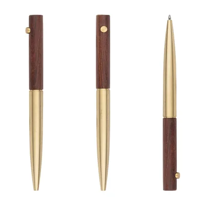 Huayi Noble Ball Pen Luxury Metal Wooden Retractable Gel Ink Ballpoint Pen