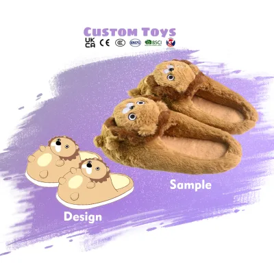 Women's Fluff Memory Foam Warm Plush Lining Cotton Plush Animal Slippers Female Winter Indoor Cute Plush Slippers