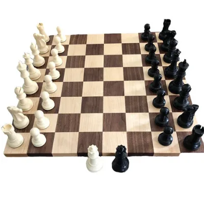 Solid Wood Chess Set 12"Custom Size Chess Set Manufacture Custom Design Wooden Chess Set Supplier Hardwood Chess Set Table Chess