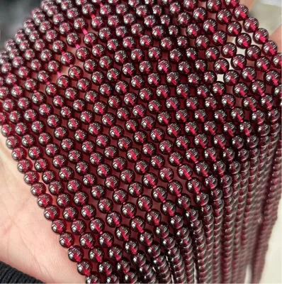 Hot Selling DIY Beading Accessories 4mm Garnet Red Round Glass Beads Natural Color Loose Beads