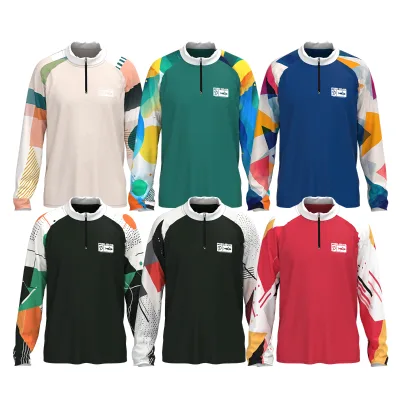 Sublimation Camo Men Quarter Zip Light Fishing Shirt UPF50 Sun Block Sweat Wicking Mock Neck Quick Dry Outdoor Long Sleeve Top