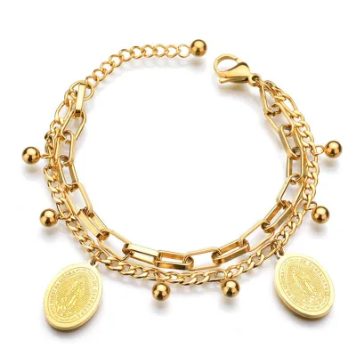 Blessed Miraculous Stainless Steel Bracelet Religion Virgin Mary Bracelet for Believers