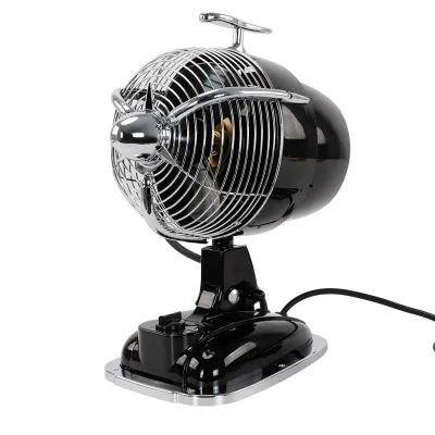 Antique Desktop Electric Fan with Vintage Aircraft Head Three Gear Speed Brushless Motor Home Decoration Exhaust Fan