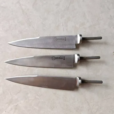 Two-Edged Sharp Knife Blank Turning Bar DIY Self Assembly Woodturning Knife Kit Heavy Metal Ultra Sharp BBQ Kitchen Chef Knife