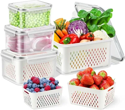 Fruit Storage Containers for Fridge Organizers and Storage Large Produce with Airtight Lid for Berry Lettuce Salad Vegetable