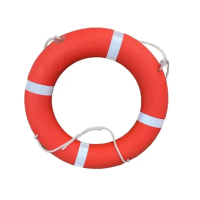 Inflatable Life Buoy for Ocean Use 70-110cm Diameter Polyethylene Material Reflective Strips and Light Included