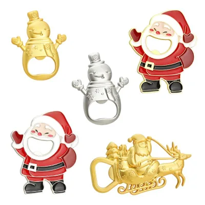 Hot Sale Santa Claus Refrigerator Magnet Custom Christmas Decoration Cartoon Soft Enamel Bottle Opener Fridge Magnet