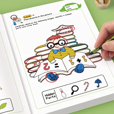 Hidden Picture Spot-the-Difference Picture Book, Kids Hide-and-Seek Brain Training Sketchbook, Fun Educational Game Drawing Book