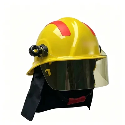 Yellow Firefighter Helmet with Clear Visor & Fireproof Neck Shroud PEI Material Fire Rescue Safety for Firefighting Emergency