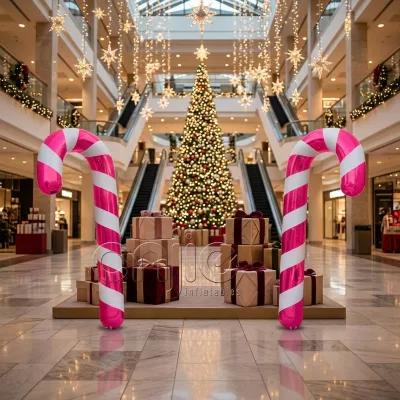 Factory Sale Advertising PVC Inflatable Candy Cane 10-12ft for Carnival Decoration Airtight Walking Stick