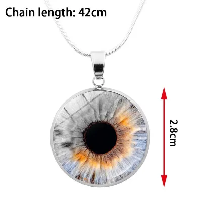 Eye Pupil Necklace Fashion Blue Violet Green Nebula Eyes Glass Pendant Women Sweater Snake Bone Chain Jewelry Decoration