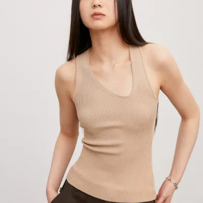 Skin-Friendly Rebound Shaped V-Neck Sleeveless Vest Camisole Tank Top Women Ladies' Sexy Summer Slim Vest Outer Wear Tops