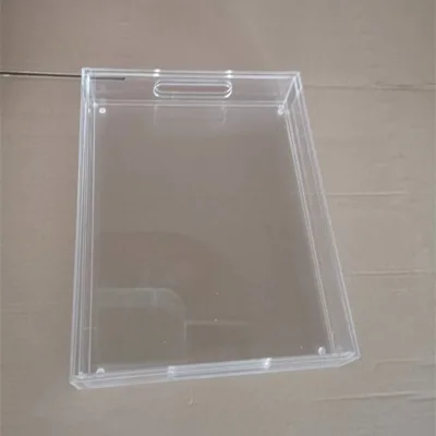 Clear Acrylic Breakfast Set Serving Tray with Handles, Acrylic Coffee Tray with Handles