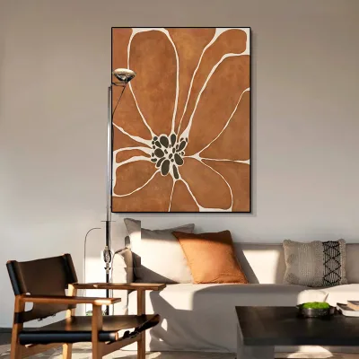 Home Decor Modern Decorative Hand Paintings Retro Antique Orange Wall Art for Living Room