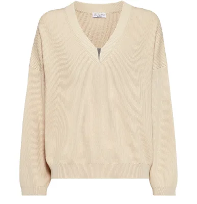 Customized High Quality Ladies New Cotton Knitted Sweater V-neck Varsity Style Plus Size Women Sweater
