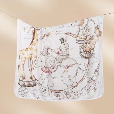 Newborn Single Bamboo Cotton Thin Swaddle Delivery Room Baby Swaddle Wrap Cartoon Pattern Knitted Anti-Jump Baby Blanket