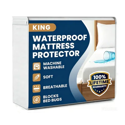 100% Waterproof Bamboo Terry Mattress Protector with Cooling Breathable Surface and Deep Pocket Fit