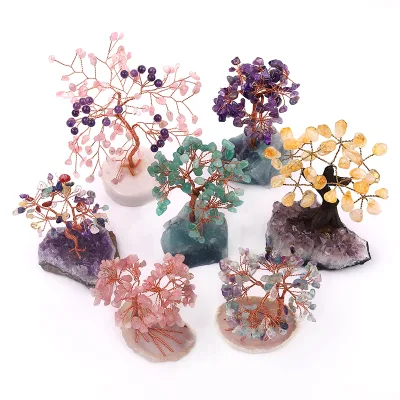 Wholesale Natural Crystal Money Trees Citrine Crystal Tree Rose Quartz Amethyst Crystal Tree