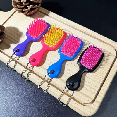 New Product for Bestseller ABS Honeycomb-Vented Massage & Styling Hair-Care Comb with Plastic Keychain Pendant