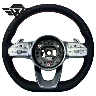 Flat Bottom Leather Steering Wheel for Mercedes Benz 223Y W205 809 AMG W219 Plug and Play Upgrade Custom
