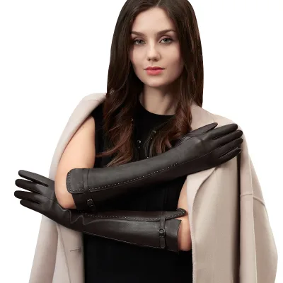 Leather Gloves Classicecoration Opera Party Elbow Lengthmenstcasualg Ladies Women OEM 100% Polyester Winter Plain Goat Leather