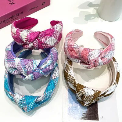 New Korean Wide Brim Knotted Headband Retro Design Woven Headband Fashion Hair Accessories