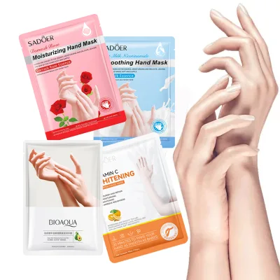 Wholesale BIOAQAU SADOER Vitamin C Rose Avocado Milk Hand Mask Moisturizing Peeling Exfoliating Hand Mask Gloves