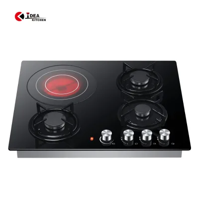 IDEA Gas Stoves the Enamel Frame the Tempered Glass Panel Electric Gas Stove 4 Burners Has Flameout Protection Device Propane