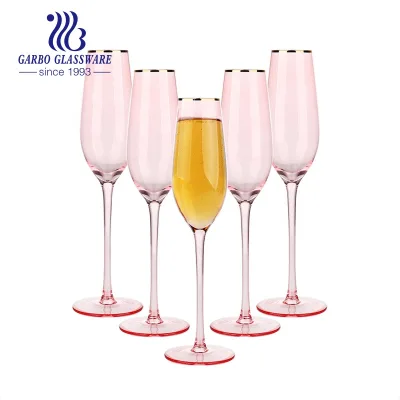 Gift Order 17 oz Custom logo Glass Stemware Wholesale Safety pink Color champagne Wine Glass Cup for Party Wedding Restaurant