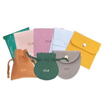 High-end Customized Jewelry Pouches with logo Ring Packaging Microfiber Jewelry Bag Pouch with