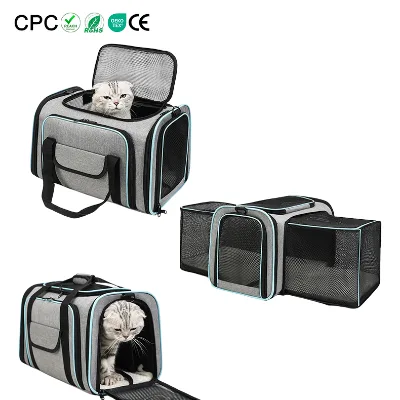 Pet Bag Expandable Soft-Sided Portable Adjustable Travel Bag Top-Load Design Breathable Mesh Window Cats Small Dogs Car Camping