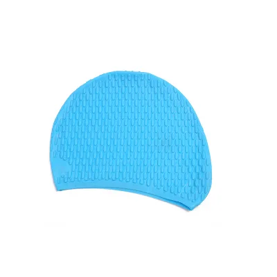 Adult Silicone Gel Teardrop Swim Cap High-Elasticity with Teardrop Grooves Bun-Holding Unisex Large Size