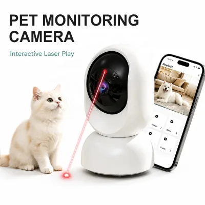 Smart Pet Camera with Laser Toy Auto Tracking 2K HD Night Vision Two Way Audio Remote Control for Cats Dogs