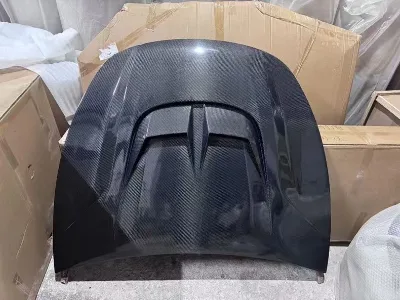 For Model Y Aggressive HK Style Carbon Fiber Hood for Model Y, Wet Laid Carbon, Sporty Design